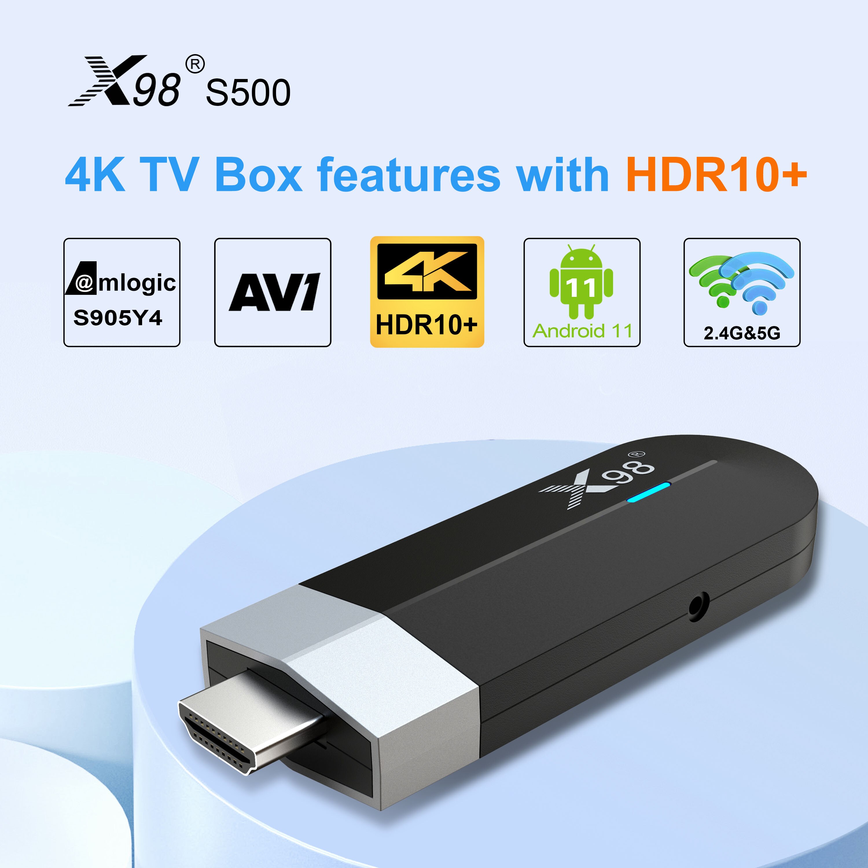 ȵ̵ 11 Ʈ TV ƽ X98 S500 Amlogic S905Y4  ھ 4G 32G 4K H.265 HEVC 2.4G/5G  ̵ ÷̾  ڽ TV ƽ